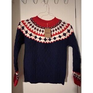 Mini Boden Kids' Eleanor Fair Isle Sweater in the Navy Cable Size 10-11y NWT